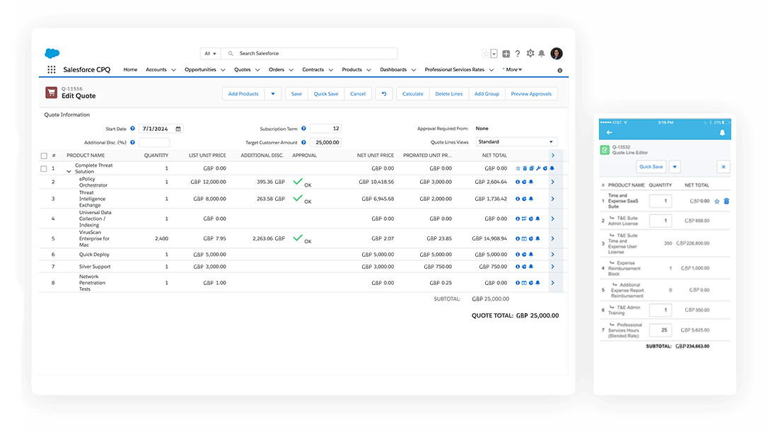 Salesforce CPQ for Professional Services Dashboard